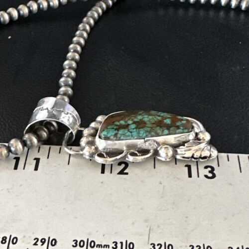 Navajo Blue Spiderweb Turquoise Pendant Necklace | Sterling Silver | Native American Handmade | 15098