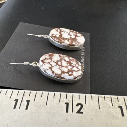 Navajo Wild Horse Turquoise Dangle Earrings | Sterling Silver | Authentic Native American Handmade | 15746