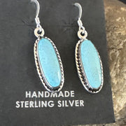 Women's Blue Dry Creek Turquoise Dangle Earrings | Navajo Sterling Silver | Authentic Native American Handmade | 16510