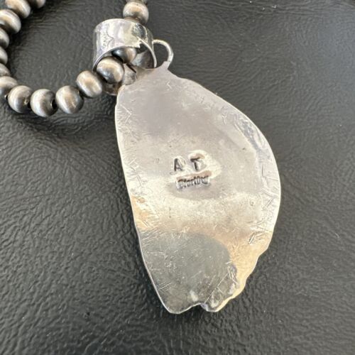 White Buffalo Turquoise Pendant | Navajo Pearls | Sterling Silver Necklace 21" | 17106