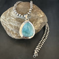 Navajo Blue Larimar Pendant Necklace | Sterling Silver Beads | Authentic Native American Handmade | 17563