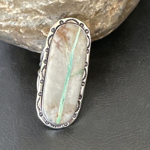 Navajo Ribbon Boulder Green Turquoise Ring | Sterling Silver | Sz 11 | 16475