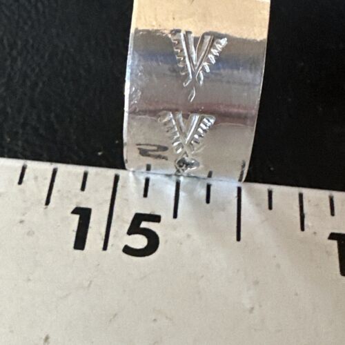 Men's Wide Band Navajo Stamped Ring | Sterling Silver | Sz 12 | Authentic Native American Handmade | 14980