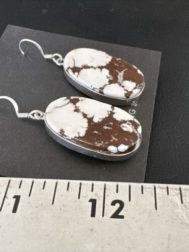 Navajo Wild Horse Turquoise Dangle Earrings | Sterling Silver | Authentic Native American Handmade | 15744