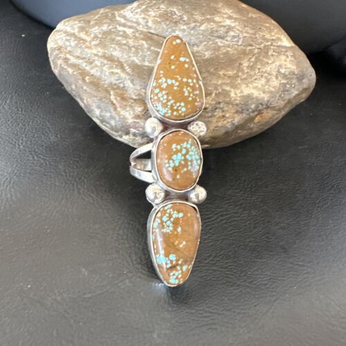 Navajo Blue Turquoise #8 Multi-Stone Ring | Authentic Native American Sterling Silver | Sz 9.5 | 16635
