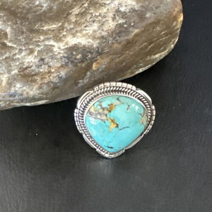 Navajo Blue #8 Turquoise Ring | Sterling Silver | Sz 11 | Authentic Native American Handmade | 15506