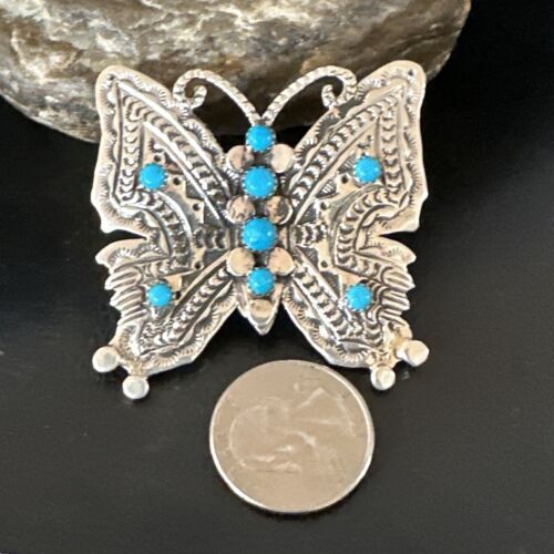Navajo Turquoise Butterfly Ring | Authentic Native American Sterling Silver | Multi-Stone | Sz 8 | 16170 - Masha USA