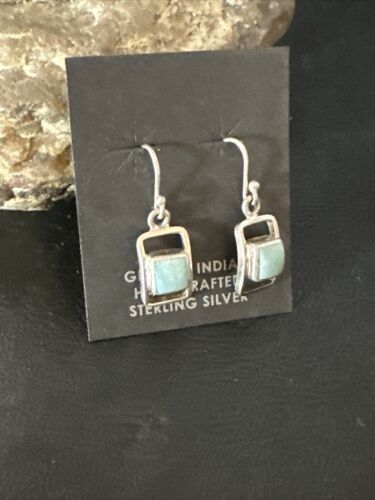 Navajo Blue Larimar Beads Dangle Earrings | Sterling Silver | Authentic Native American Handmade | 14928