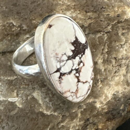 Men's and Women's Wild Horse Turquoise Ring | Navajo Sterling Silver | Sz 8 | Authentic Native American Handmade | 17280