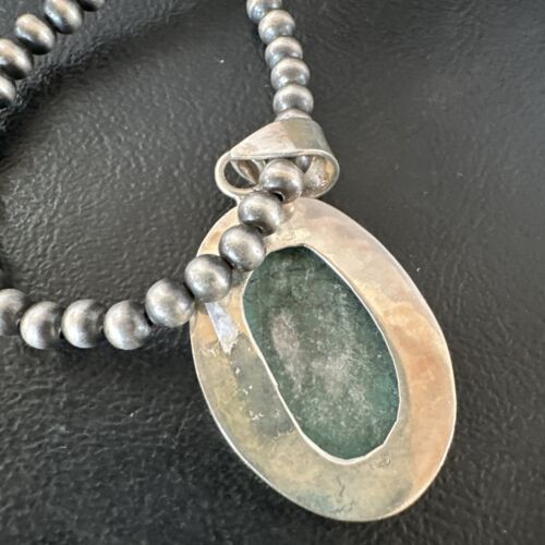 Navajo Blue Spiderweb Turquoise Pendant Necklace | Sterling Silver | Authentic Native American Handmade | 16292