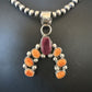 Navajo Pearls Orange Spiny Oyster Naja Pendant | Sterling Silver Necklace | Authentic Native American Handmade | 16802