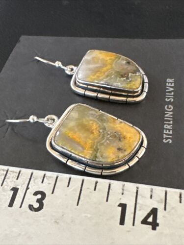 Navajo Bumblebee Jasper Earrings | Sterling Silver | Authentic Native American Handmade | 15825