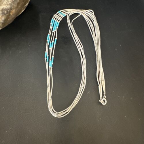 Turquoise 5-Strand Heishi Necklace | Sterling Silver | Authentic Native American Handmade | 15138