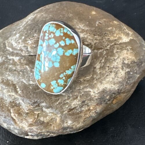 Navajo Blue Turquoise #8 Ring | Sterling Silver | Sz 10 | Authentic Native American Handmade | 14962