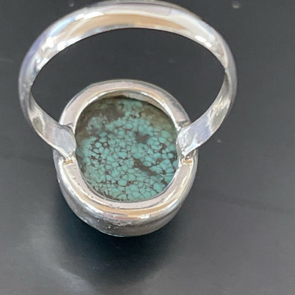 Navajo Spiderweb Blue Turquoise Ring | Sterling Silver | Sz 6.5 | Authentic Native American Handmade | 11438