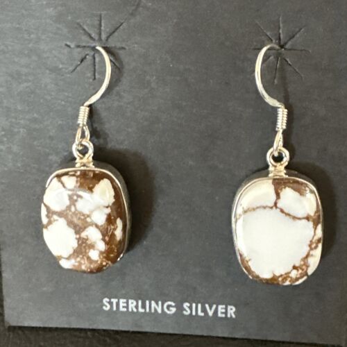Navajo Wild Horse Turquoise Dangle Earrings | Sterling Silver | Authentic Native American Handmade | 15747