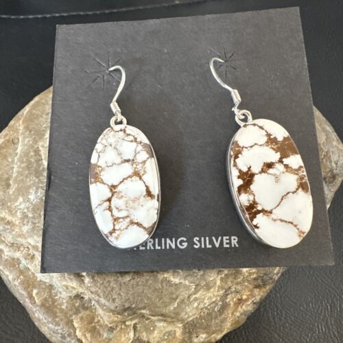 Navajo Wild Horse Turquoise Dangle Earrings | Sterling Silver | Authentic Native American Handmade | 15742