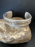 Navajo Sterling Silver Cuff Bracelet | 12K Gold Pueblo Stamped by V Hicks | Authentic Native American Handmade | 15989