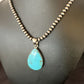 Blue Kingman Turquoise Pendant | Navajo Pearls | Sterling Silver Necklace 20" | 16672