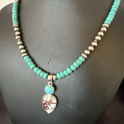Navajo Wild Horse | Blue Kingman Turquoise Pendant Necklace | Sterling Silver | 17576