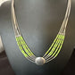 Navajo Green Gaspeite Heishi Concha Necklace | 5 Strand Liquid Sterling Silver | 20" | 15872