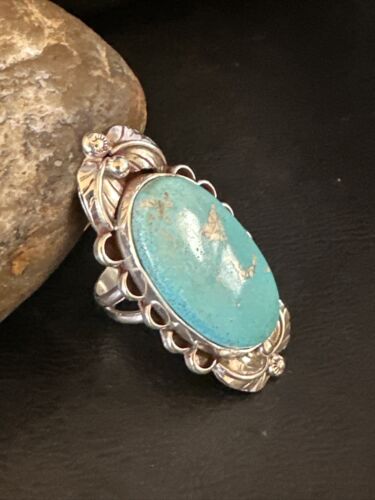 Men's Blue Kingman Turquoise Ring | Navajo Sterling Silver | Sz 9.5 | Authentic Native American Handmade | 15518