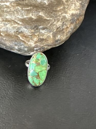 Navajo Green Mojave Turquoise Ring | Sterling Silver | Sz 7 | Authentic Native American Handmade | 15591