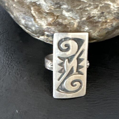 Native American Hopi Rug Design Ring | Sterling Silver | Sz 8.5 | 16334