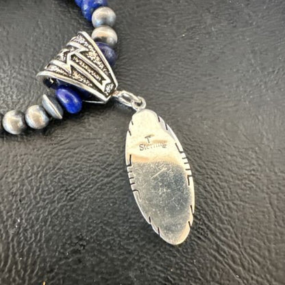 Navajo Lapis Purple Opal Pendant Necklace | Sterling Silver | 20" | Authentic Native American Handmade | 17551