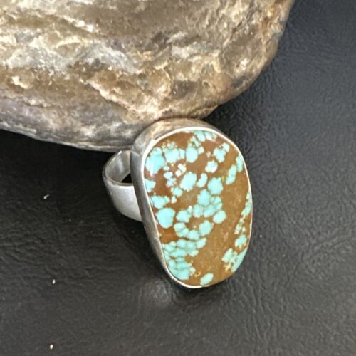 Navajo Blue Turquoise #8 Ring | Sterling Silver | Sz 10 | Authentic Native American Handmade | 14962