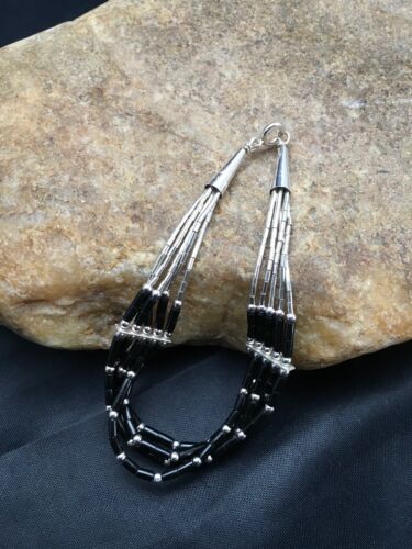 Southwestern Black Onyx Heishi Bracelet | Sterling Silver | 5-Strand | 7" | 2932