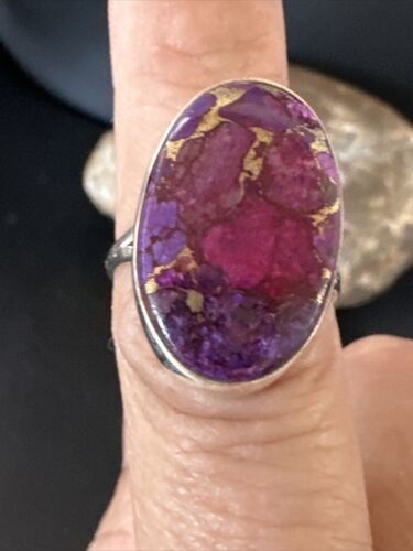 Southwestern Navajo Purple Mojave Turquoise Ring | Sterling Silver | Sz 8 | 15605