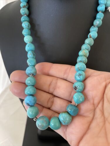Navajo Blue Turquoise Earrings & Necklace Set | Sterling Silver | 20" | Authentic Native American Handmade | 01234