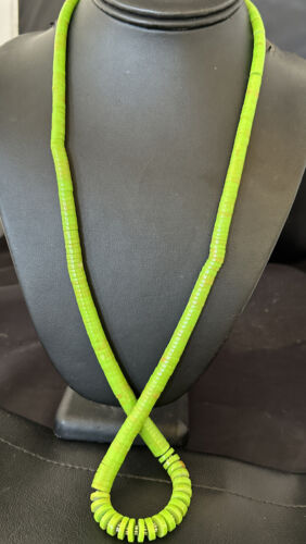 Navajo Green Gaspeite Graduated Necklace | Sterling Silver | Authentic Native American | 29" | 16466