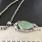 Navajo Blue Turquoise #8 Pendant | Sterling Silver Necklace with Pearls | Authentic Native American Handmade | 15898