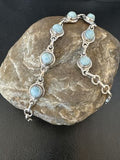 Navajo Blue Larimar Link Bracelet | Sterling Silver | 8" | Authentic Native American Handmade | 16084