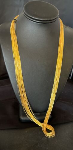 Navajo Gold Filled Heishi Tubes | 30 Strand Liquid Sterling Silver Necklace 29" | 17394