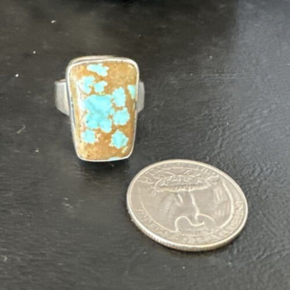 Navajo Blue Turquoise #8 Ring | Sterling Silver | Sz 7 | Authentic Native American Handmade | 14963