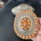 Navajo Orange Spiny Oyster Cluster Concho Belt Buckle | Sterling Silver | Authentic Native American Handmade | 16344