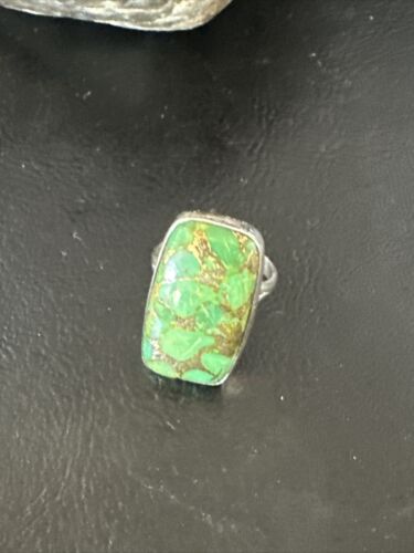 Navajo Green Mojave Turquoise Ring | Sterling Silver | Sz 6 | Authentic Native American Handmade | 15600