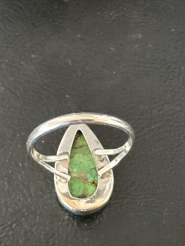 Navajo Green Mojave Turquoise Ring | Sterling Silver | Sz 10 | Authentic Native American Handmade | 15602
