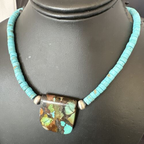 Navajo SpiderWeb Turquoise Heishi Pearls Necklace | Sterling Silver | 20" | 17033