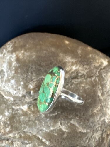 Navajo Green Mojave Turquoise Ring | Sterling Silver | Sz 7 | Authentic Native American Handmade | 15596