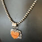 Navajo Orange Spiny Oyster Heart Pendant Necklace | Sterling Silver | Authentic Native American Handmade | 16422