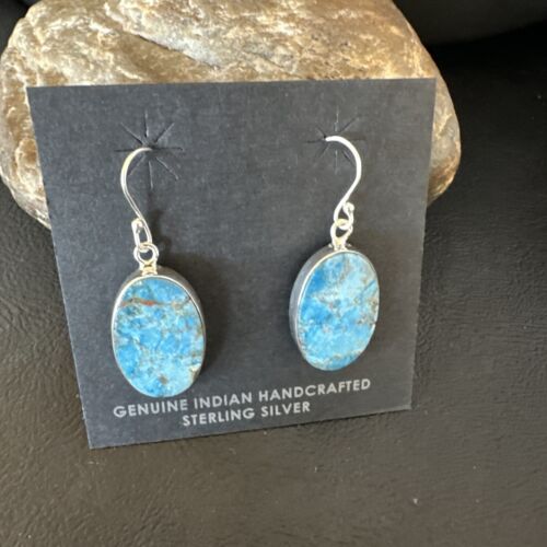 Southwestern Blue Denim Lapis Dangle Earrings | Sterling Silver | 1" | 15797