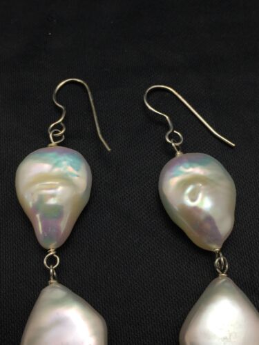 Handmade Sterling Silver Pearl Dangle Earrings | 1.5" | 03080
