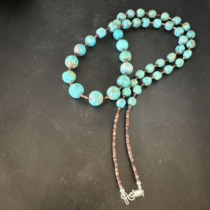 Navajo Turquoise Shell Heishi Necklace | Sterling Silver Beads | Authentic Native American | 30" | 15087