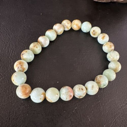 Women's Green Turquoise Stretch Bracelet | 8mm Stone | 7" | Authentic Native American Handmade | 15243