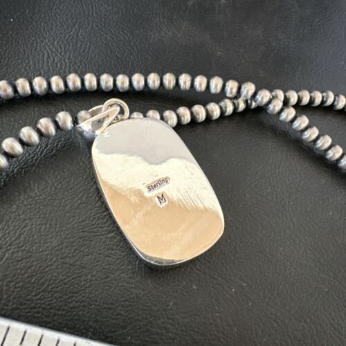 Blue Kingman Turquoise Pendant | Navajo Pearls | Sterling Silver Necklace 20" | 16996