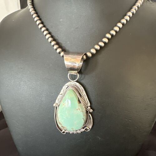 Women's Royston Turquoise Pendant Necklace | Navajo Pearls | Sterling Silver | 17061